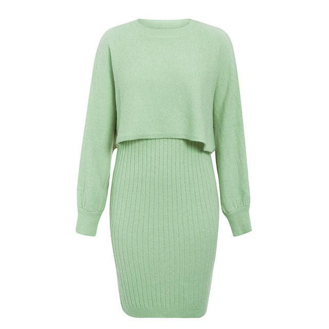 Valenzora | 1-piece knitted set - elegant knitted sleeveless dress with sweater for autumn and winter