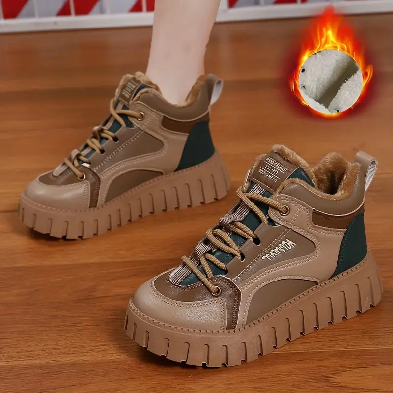 Winter sneakers with plush lining and lacing