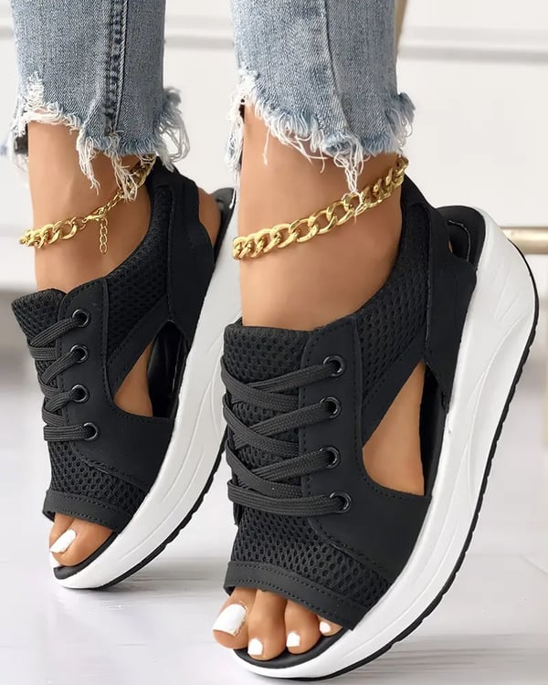 Gina™ - Sandals with contrasting lace-up neckline Last Day Discount]