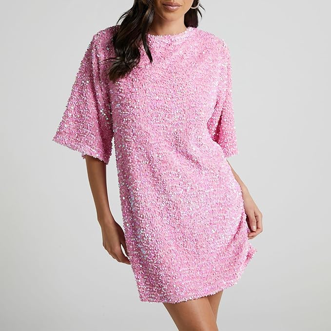 Valenzora | Glittering sequined dress with bell sleeves