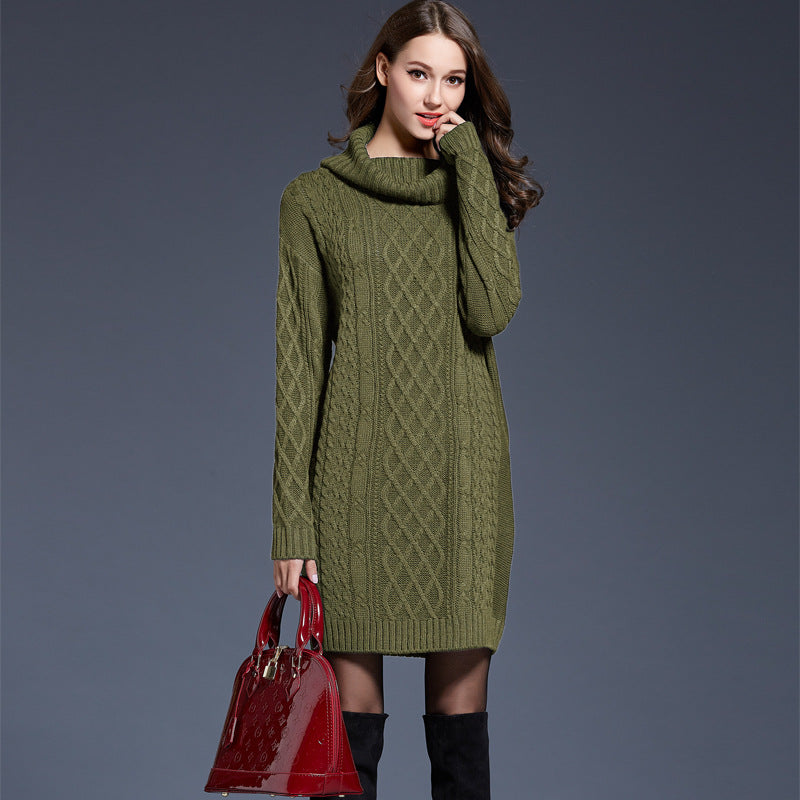 Valenzora | High-neck long knit dress