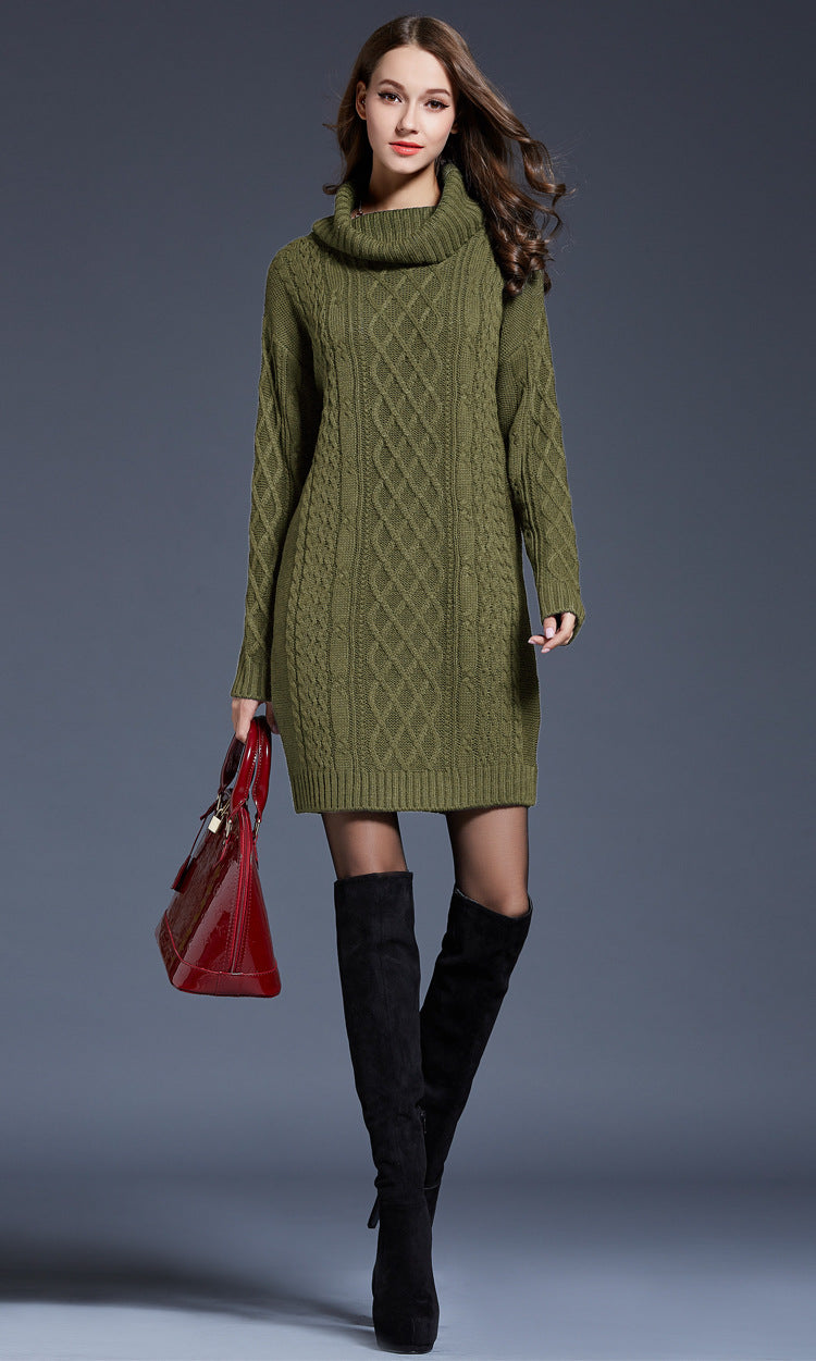 Valenzora | High-neck long knit dress