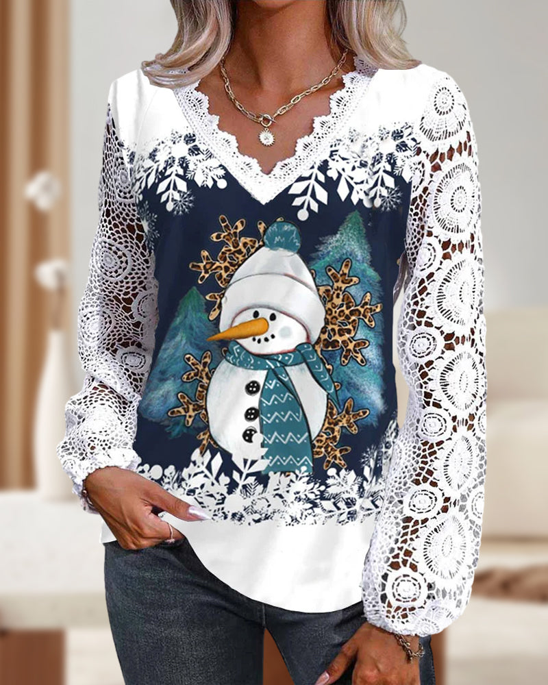 Valenzora | Christmas snowman pattern shirt