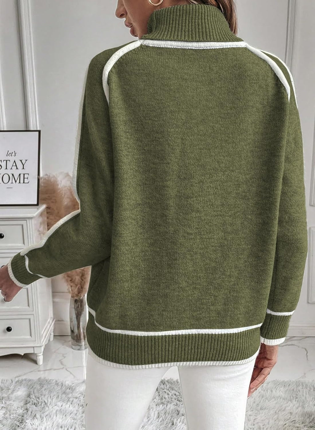 Valenzora | Damen-Rollkragenpullover mit Kontrastnähten – lässiger Oversize-Pullover