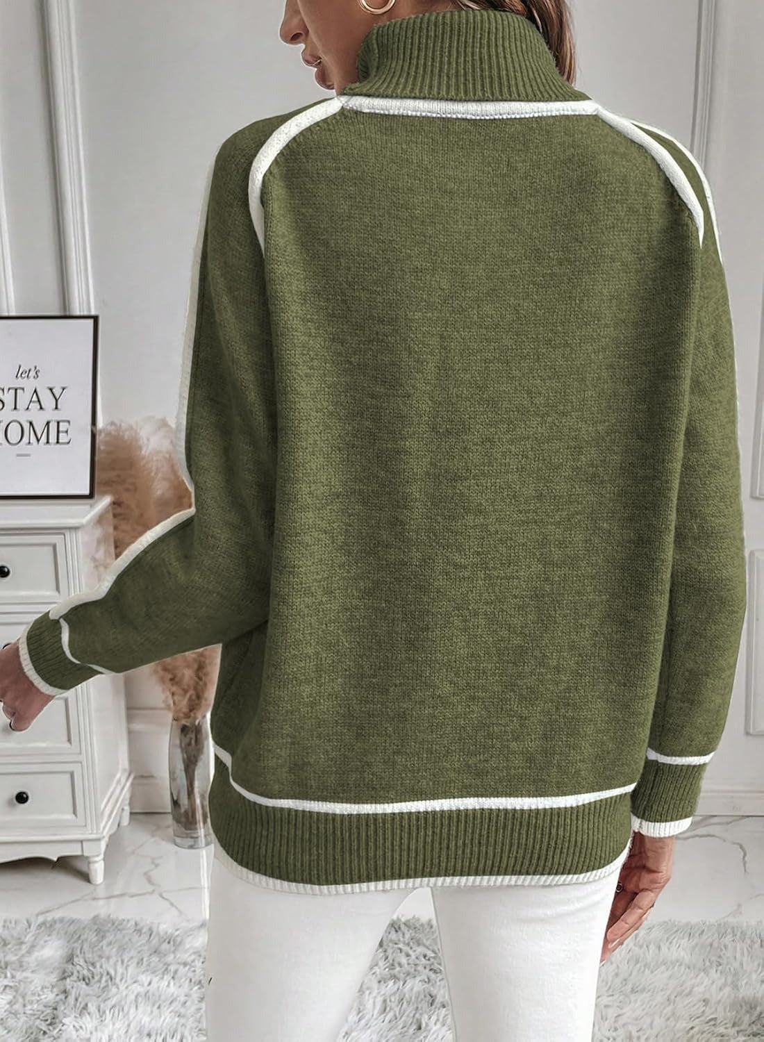 Valenzora | Damen-Rollkragenpullover mit Kontrastnähten – lässiger Oversize-Pullover