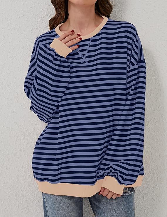 Oversized and striped sweater for women