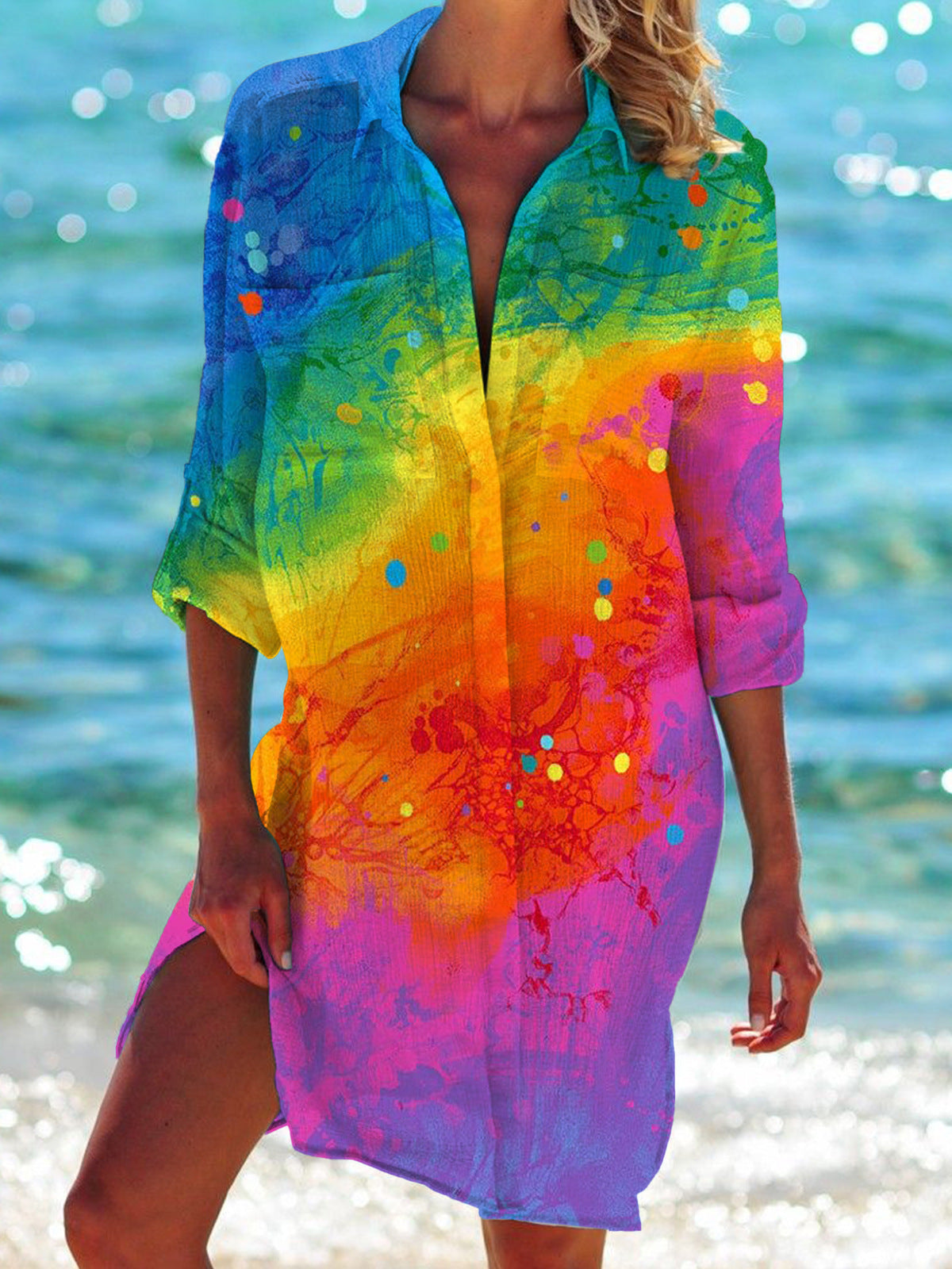 Valenzora | Bikini-Jacke Hemd Badeanzug Cardigan Damenbekleidung Print Urlaub Strandhemd