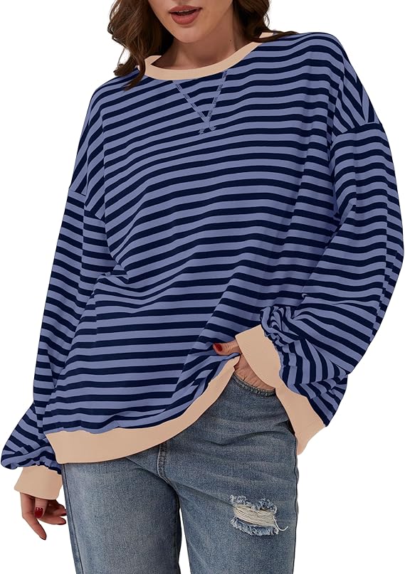 Oversized and striped sweater for women