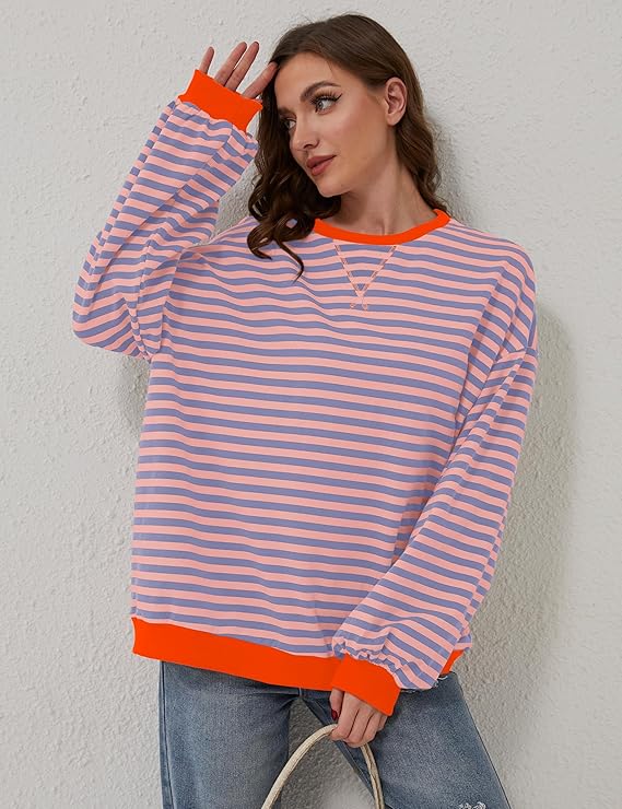Oversized and striped sweater for women