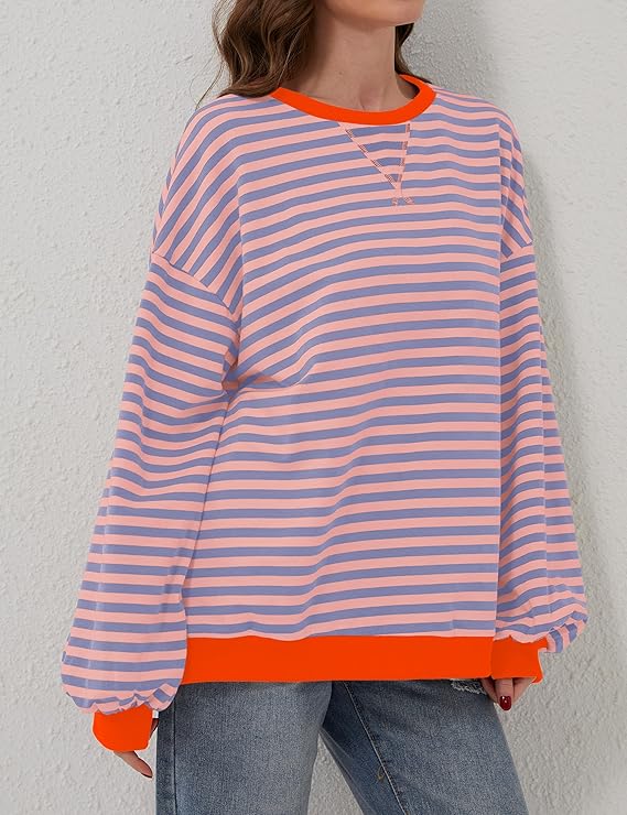 Oversized and striped sweater for women