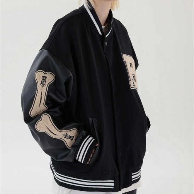Valenzora | Varsity Streetwear Bomber Jacket with Embroidered Patches