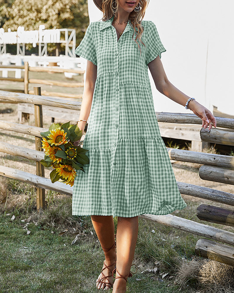 Valenzora | Casual checked shirt dress