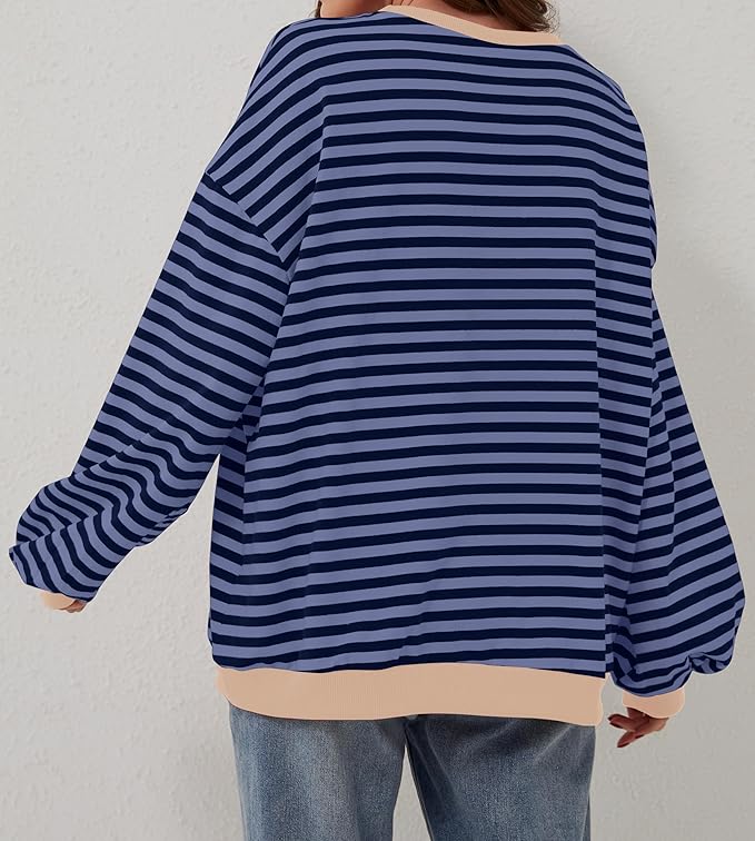 Oversized and striped sweater for women