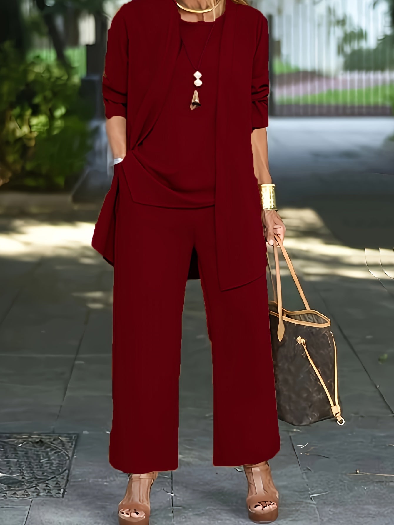 Valenzora | Chic Solid Color Three-Piece Set