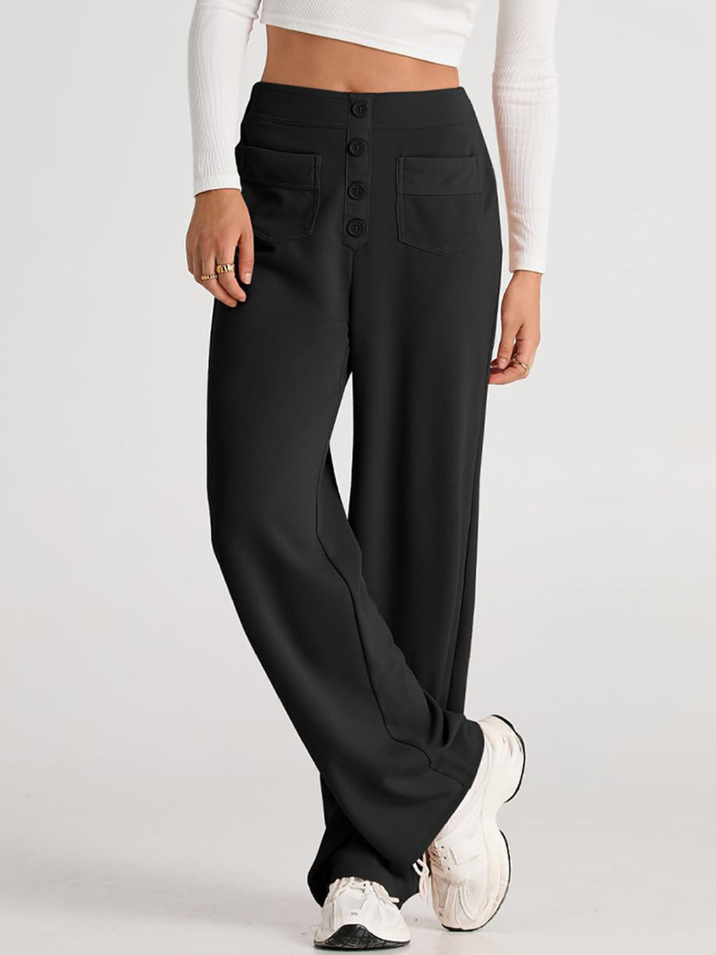 Valenzora | Wide-waisted trousers with pockets, elegant and comfortable