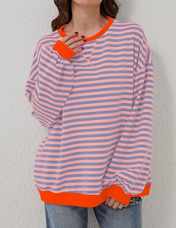 Oversized and striped sweater for women