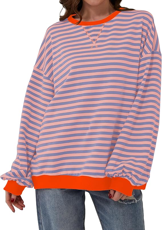 Oversized and striped sweater for women