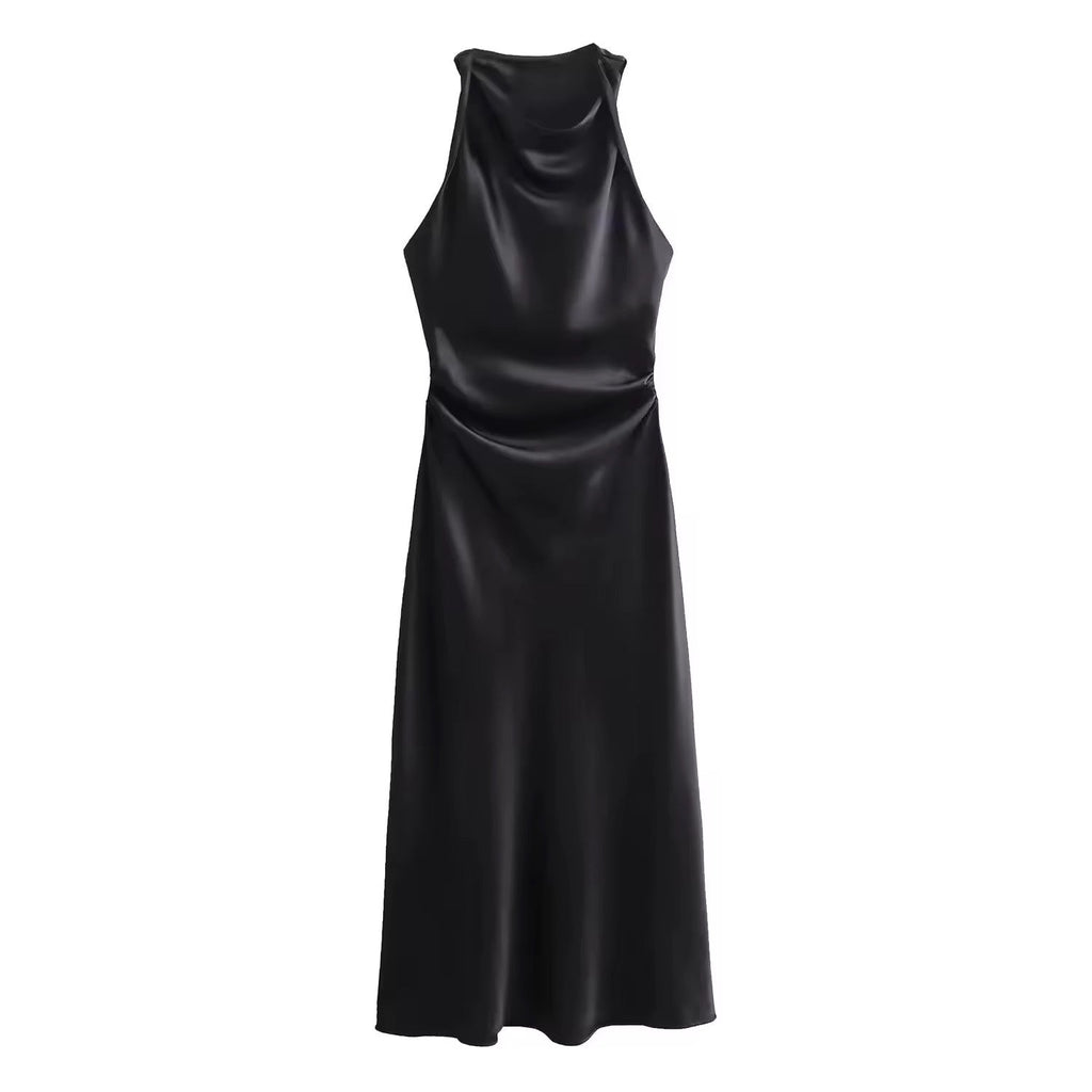 Valenzora | Satin Maxi Dress Elegant Draping