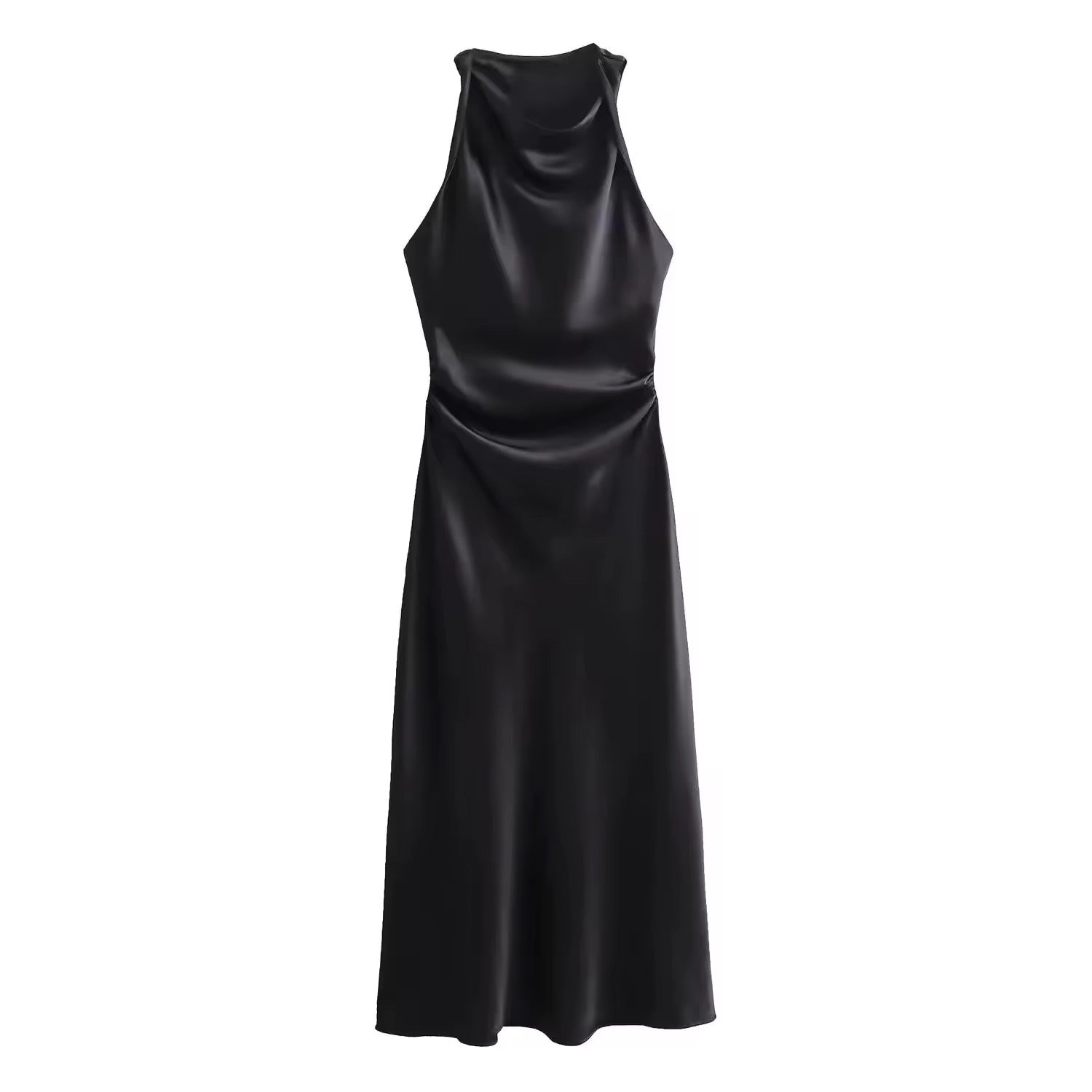 Valenzora | Satin Maxi Dress Elegant Draping