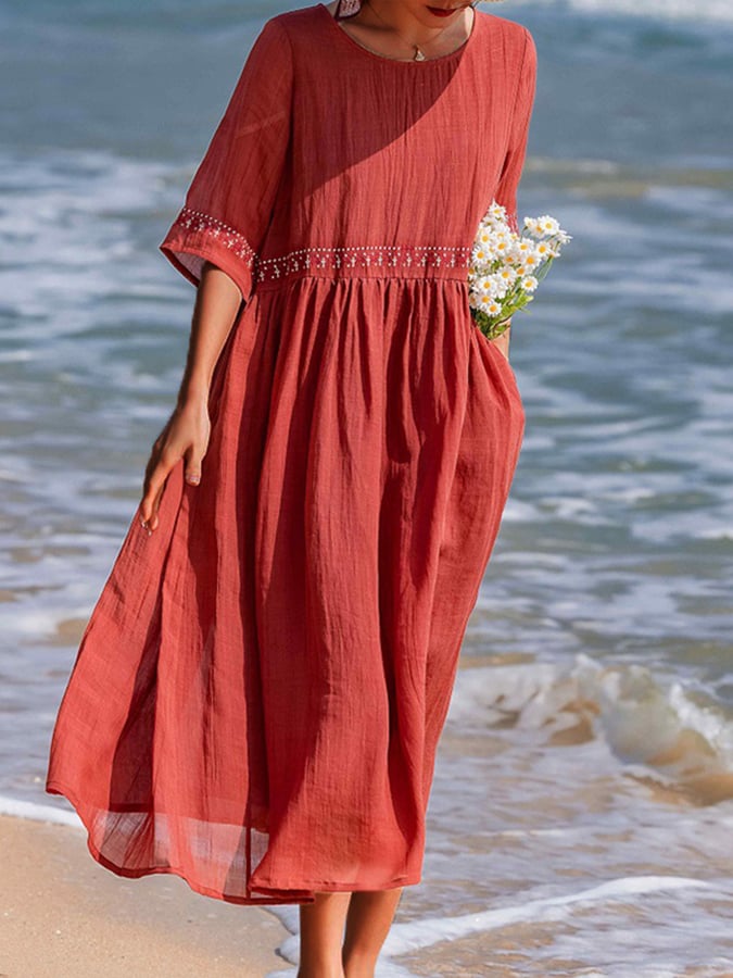 Valenzora | Besticktes Leinenkleid für Damen