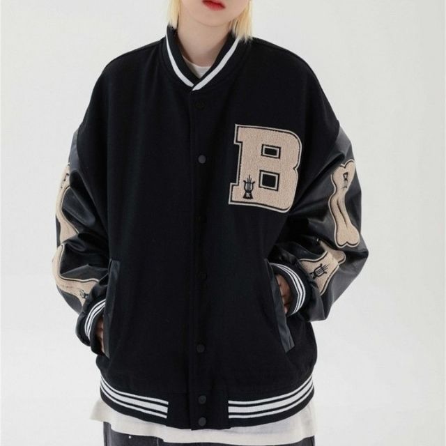Valenzora | Varsity Streetwear Bomber Jacket with Embroidered Patches