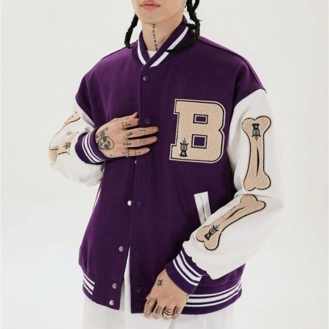 Valenzora | Varsity Streetwear Bomber Jacket with Embroidered Patches