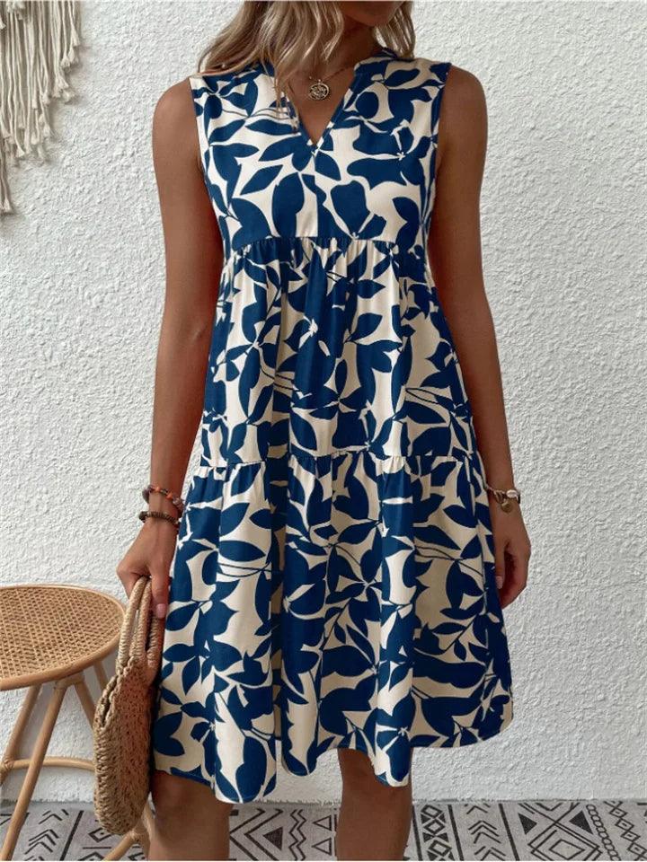Valenzora | Elegant sleeveless dress with floral pattern