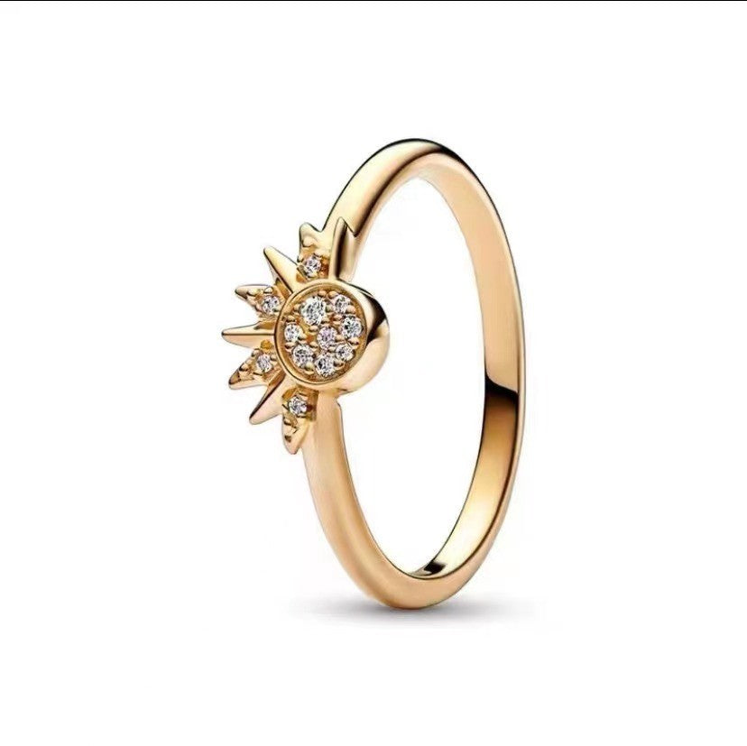 Valenzora | Sparkling Moon Sun Silver Crystal Ring