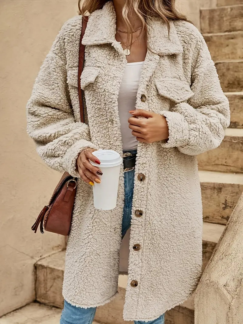 Valenzora | Lässiger langer Plüsch-Cardigan