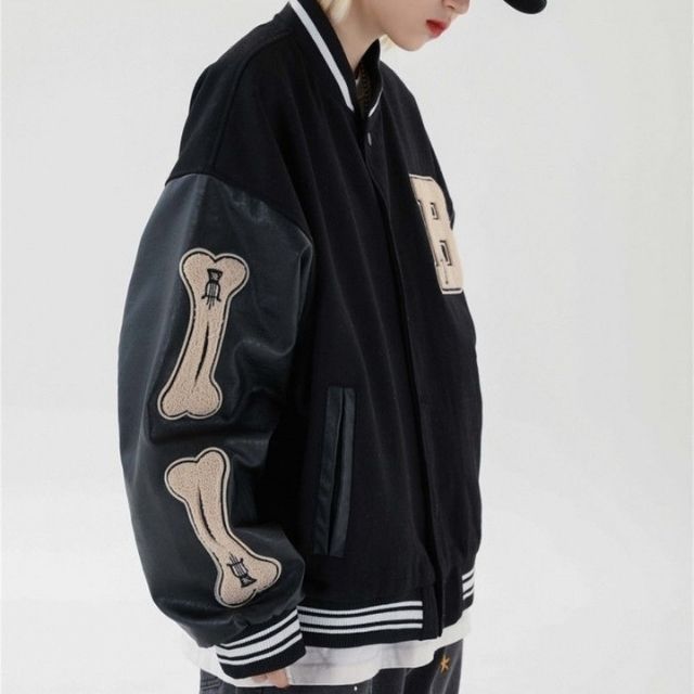 Valenzora | Varsity Streetwear Bomber Jacket with Embroidered Patches