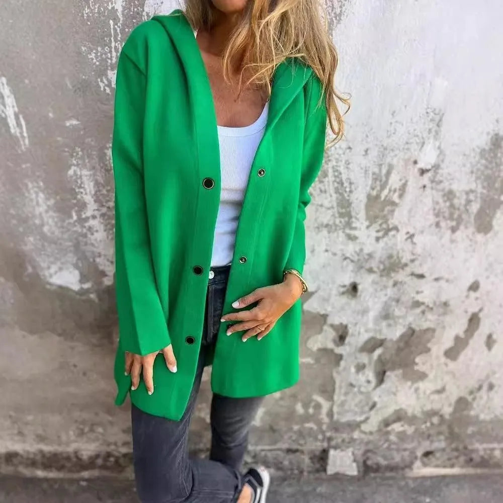 Valenzora | Lässige, einreihige Strickjacke mit Kapuze