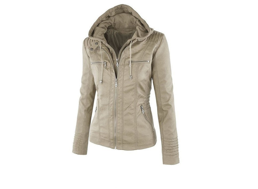 Valenzora | Damen Lederjacke mit Kapuze