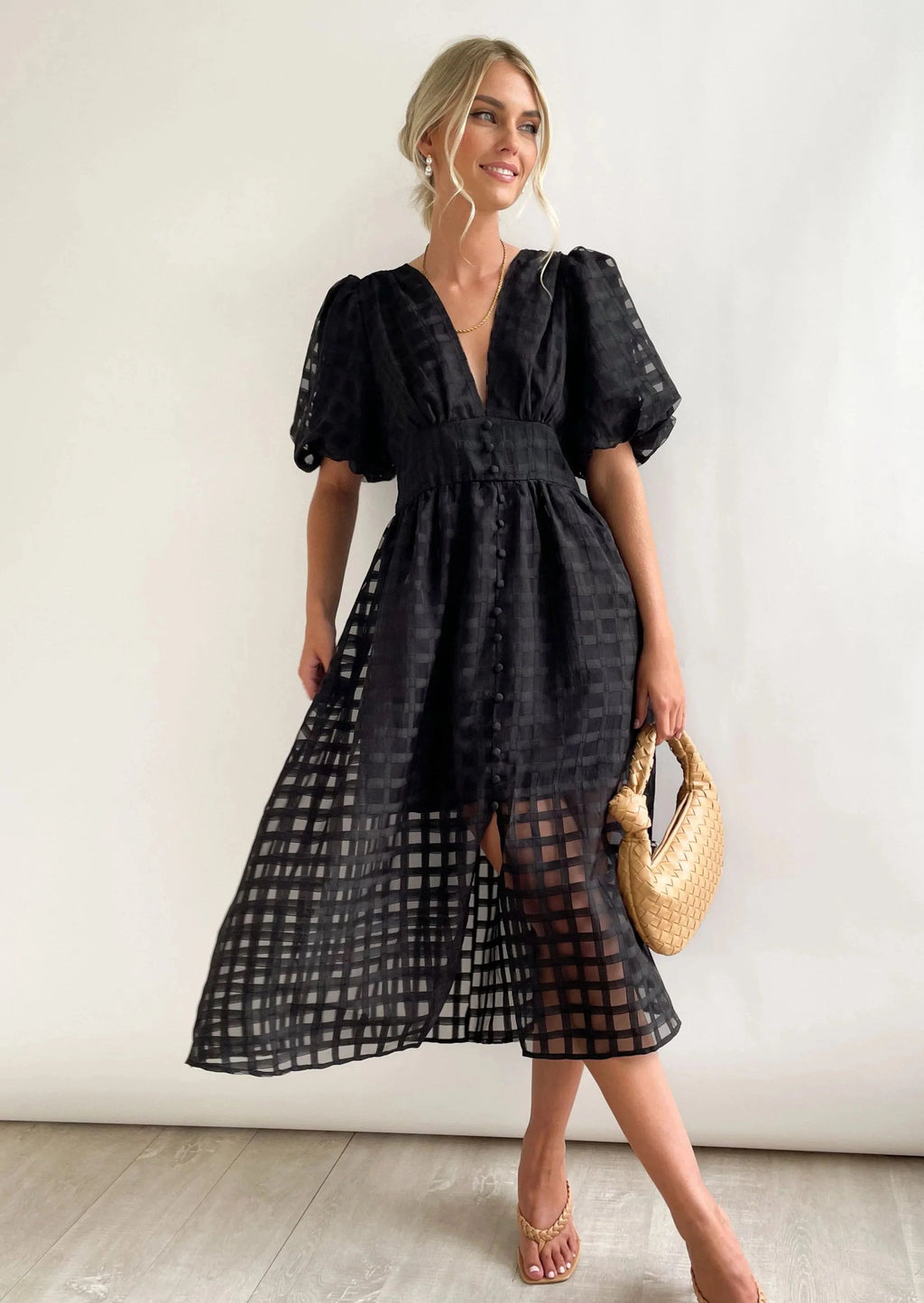 Valenzora | Midikleid mit Puffärmeln