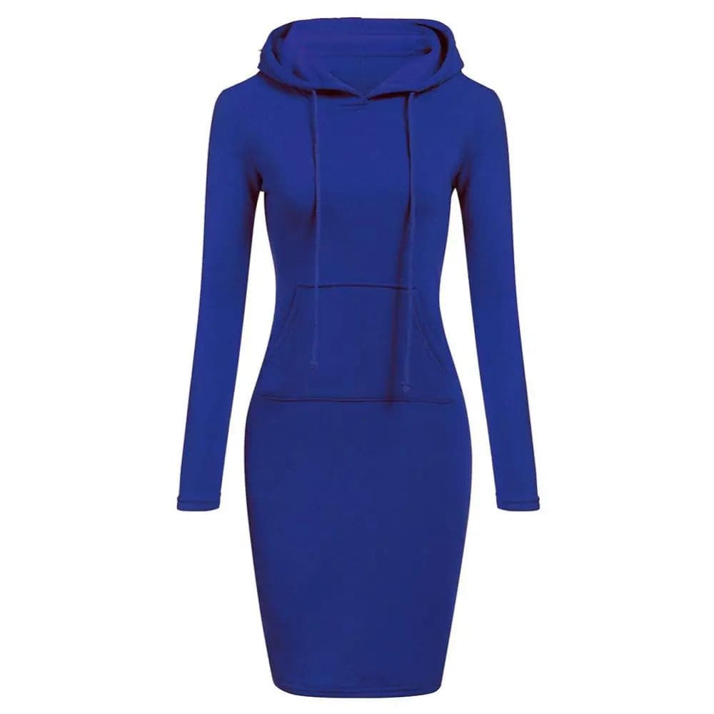 Valenzora | Casual autumn sweatshirt dress with hood and drawstring for women