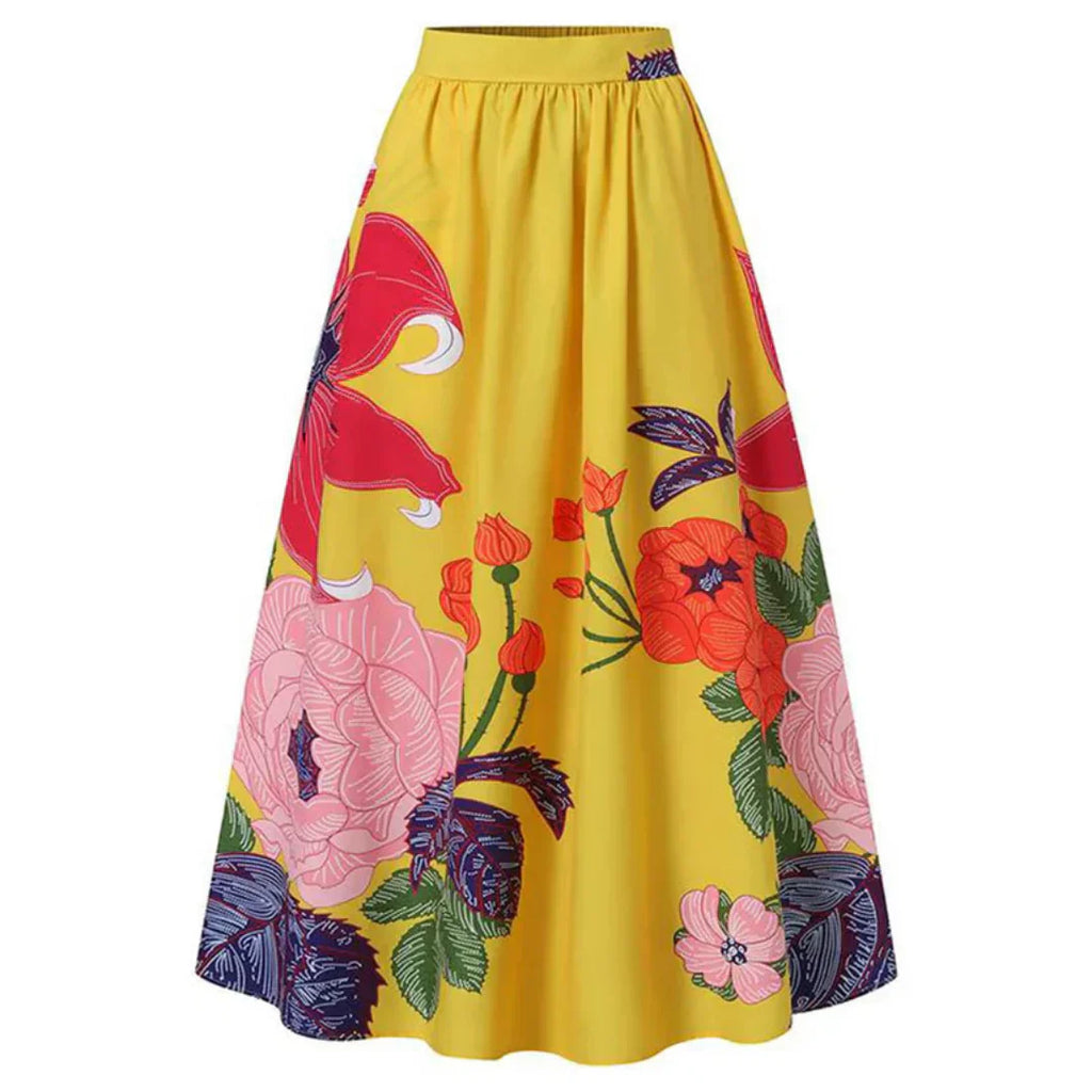 Valenzora | High-Waist-Rock für Damen, florales Muster & elegant