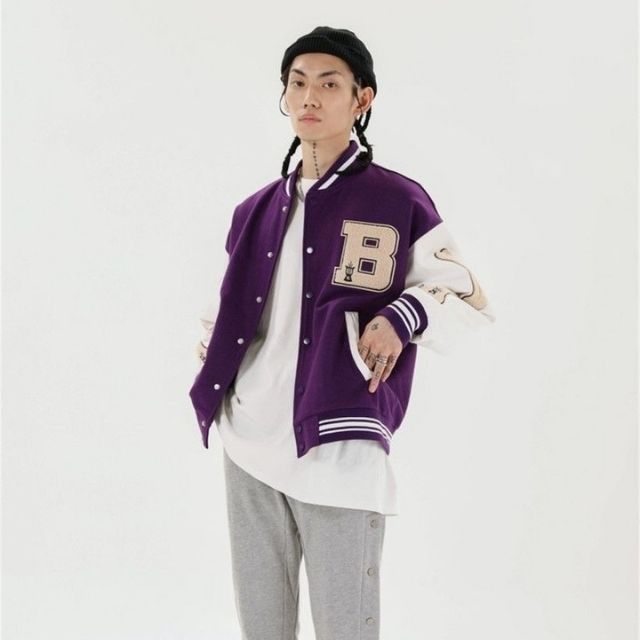 Valenzora | Varsity Streetwear Bomber Jacket with Embroidered Patches
