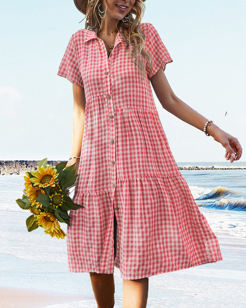 Valenzora | Casual checked shirt dress