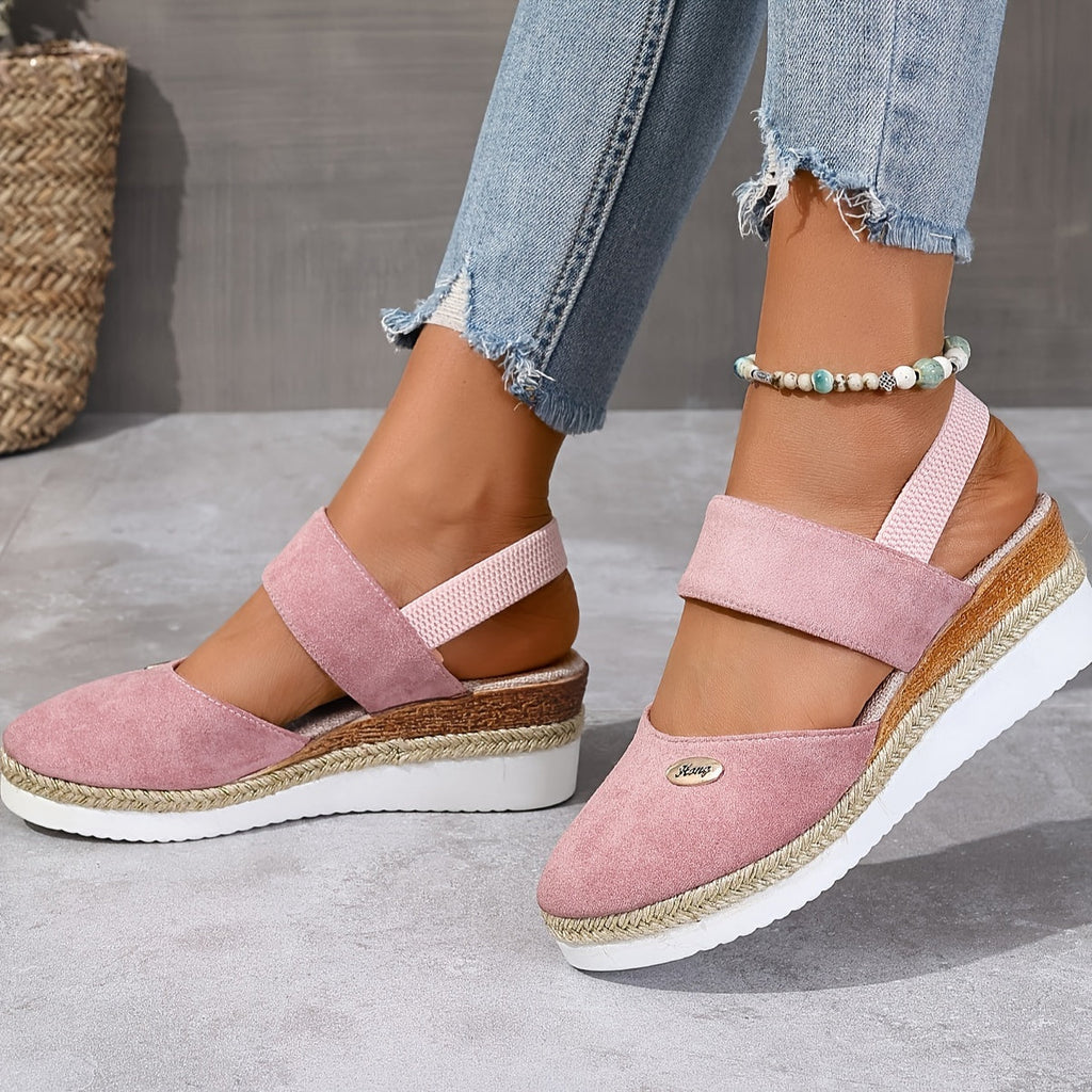 Valenzora | Women's Platform Sandals: Non-slip, Closed Toe, Elastic Strap