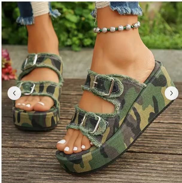 Valenzora Denim-Sandalen mit Schnalle