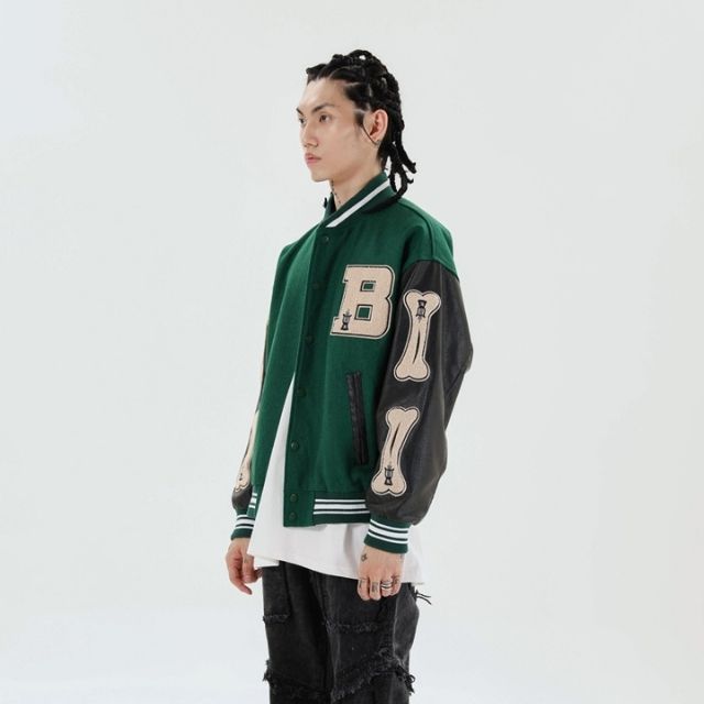Valenzora | Varsity Streetwear Bomber Jacket with Embroidered Patches
