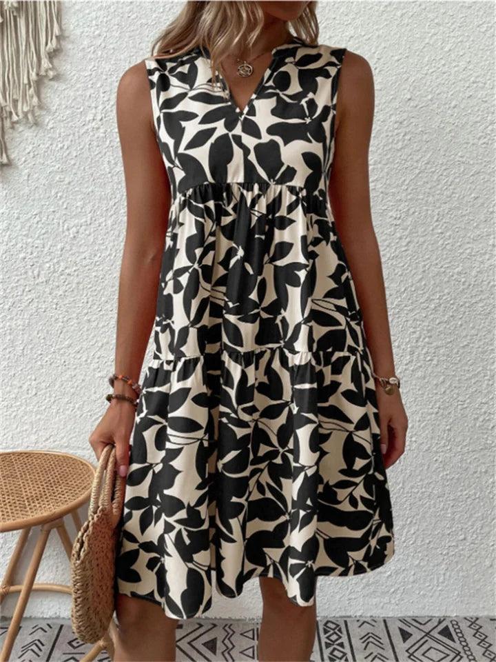Valenzora | Elegant sleeveless dress with floral pattern