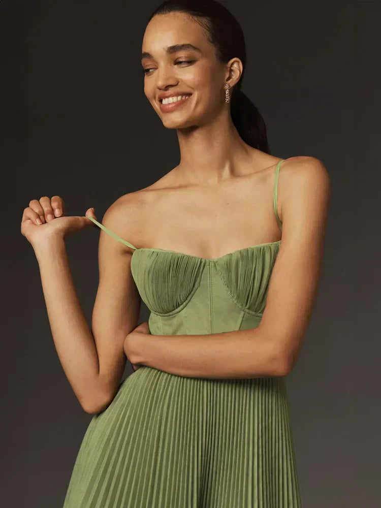 Valenzora | Life Midi Dress pleated tulle with bustier