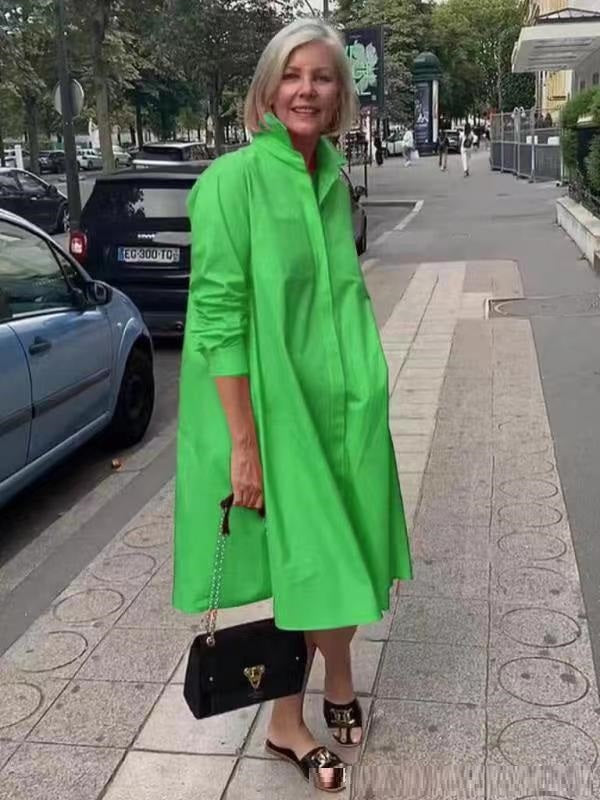 Valenzora | Shirt dress with turn-down collar & three-quarter sleeves
