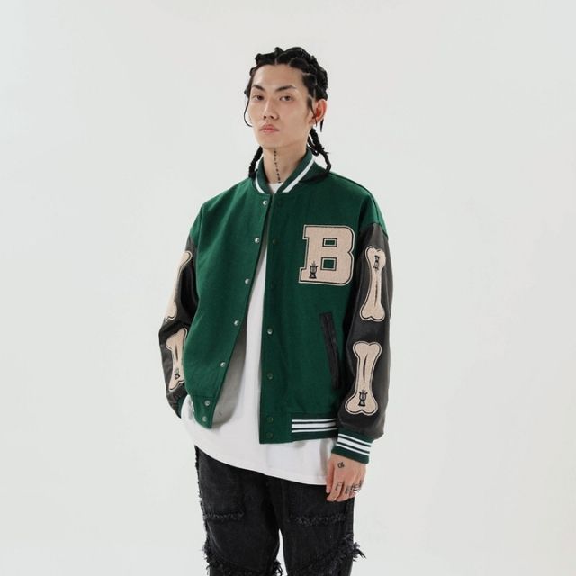 Valenzora | Varsity Streetwear Bomber Jacket with Embroidered Patches