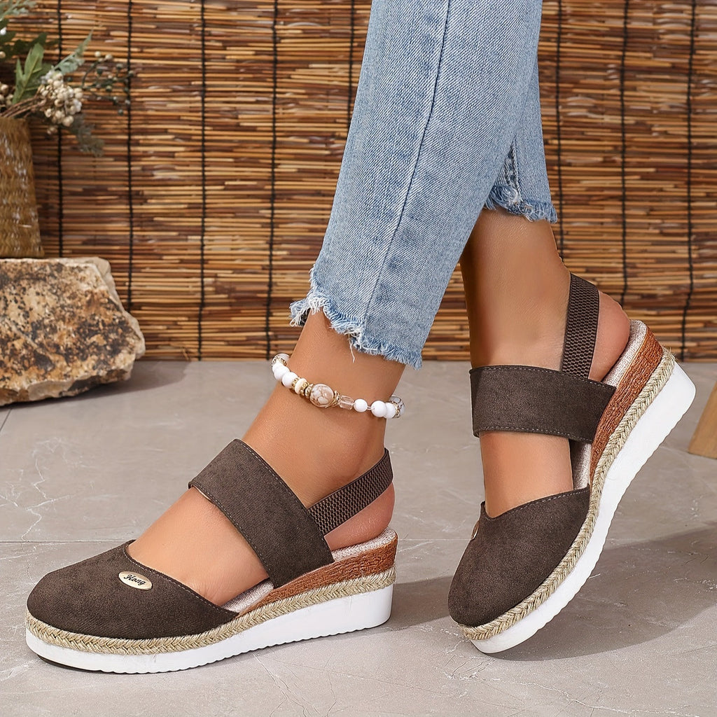 Valenzora | Women's Platform Sandals: Non-slip, Closed Toe, Elastic Strap