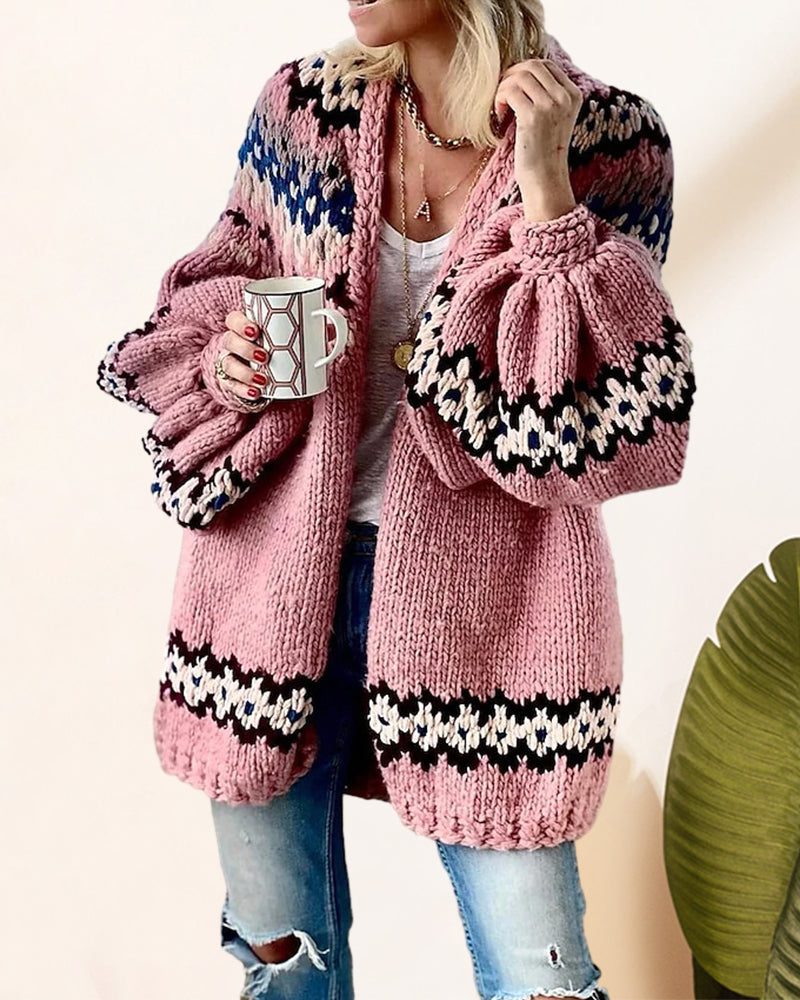 Strickjacke mit Laternenärmeln