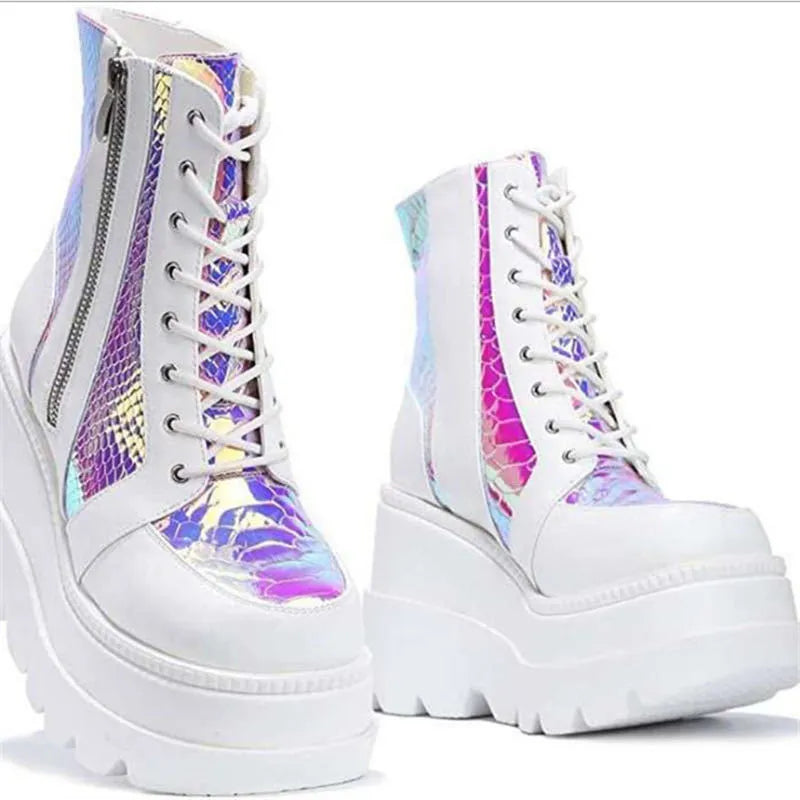 Valenzora | Colorblock lace-up boots with high heels