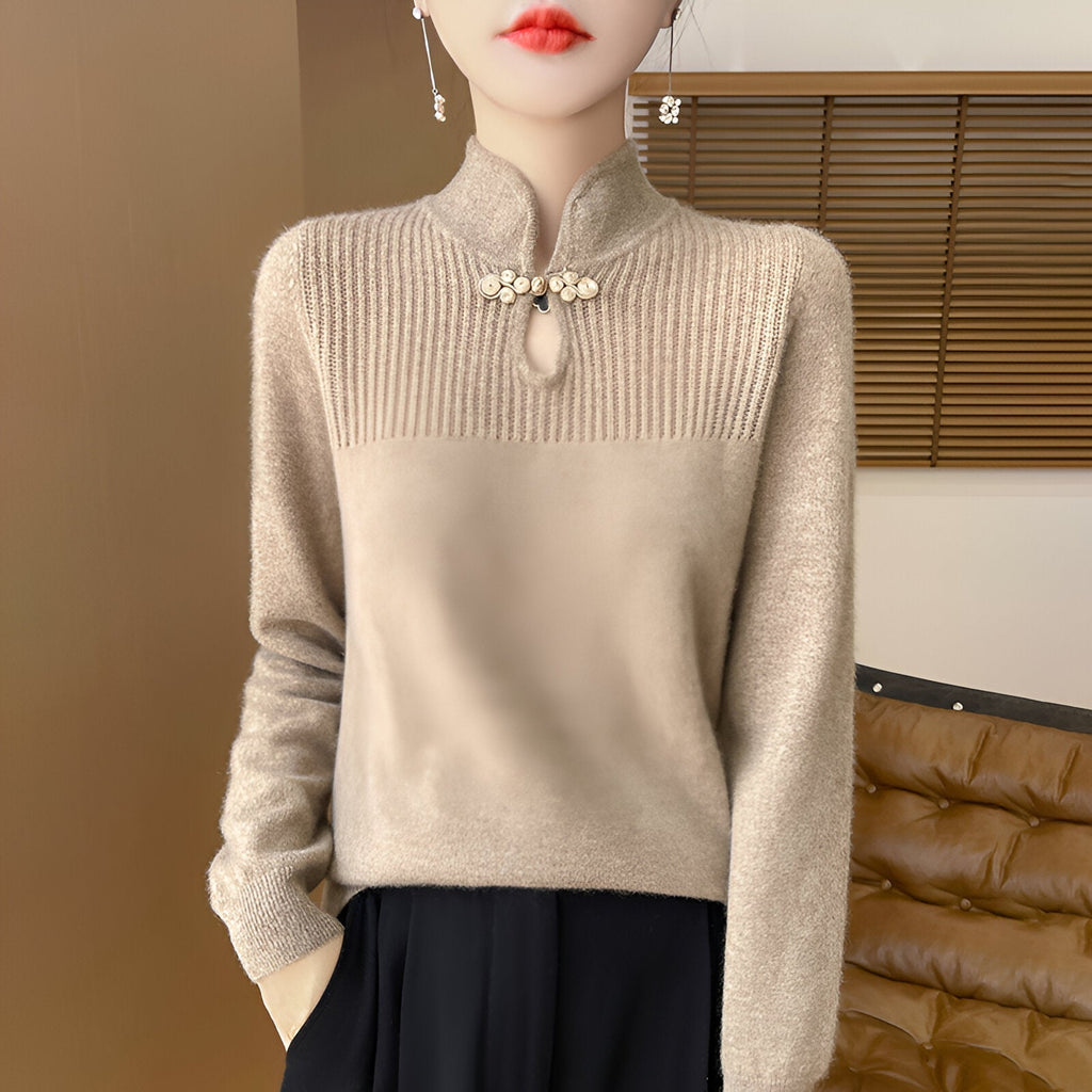 Valenzora | Eleganter Merinopullover im chinesischen Stil