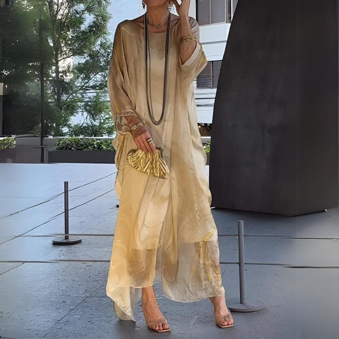Valenzora | Slimming silk chiffon elegant dress