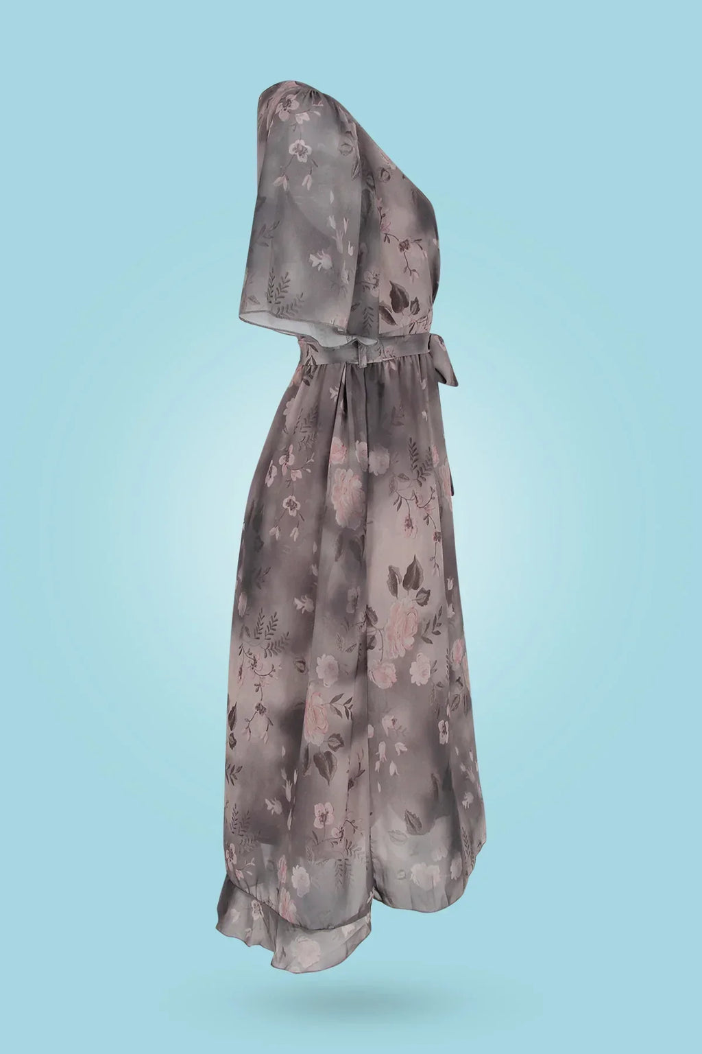 Valenzora | Midikleid mit Blumenmuster und V-Ausschnitt